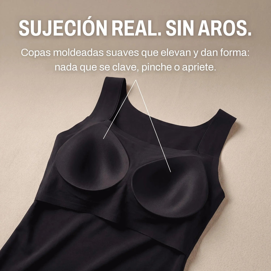 Sujeción real sin aros: copas moldeadas