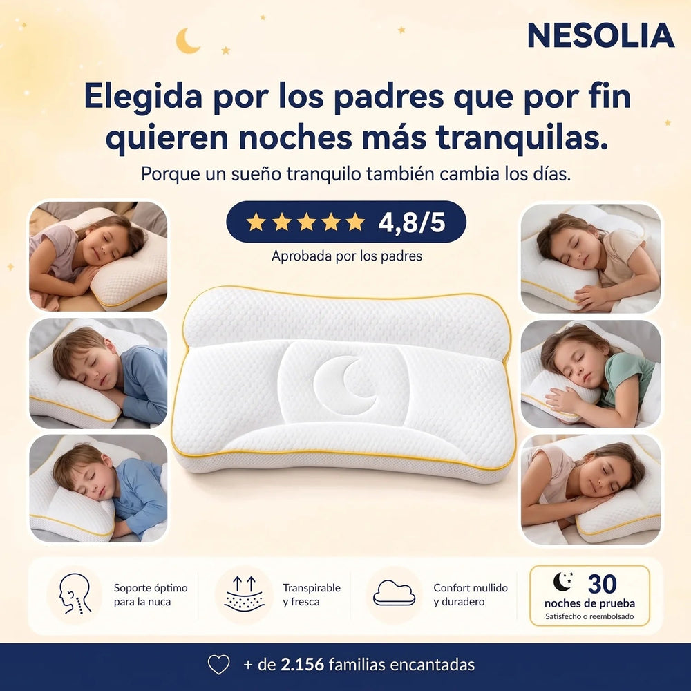 Almohada infantil NESOLIA pensada para su nuca