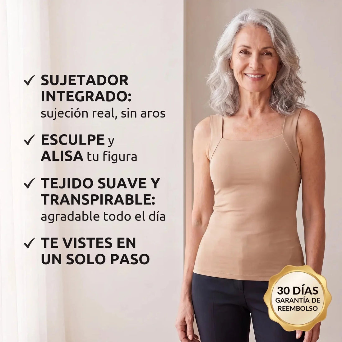 Camiseta Sculpt con sujetador integrado: sujeción real sin aros